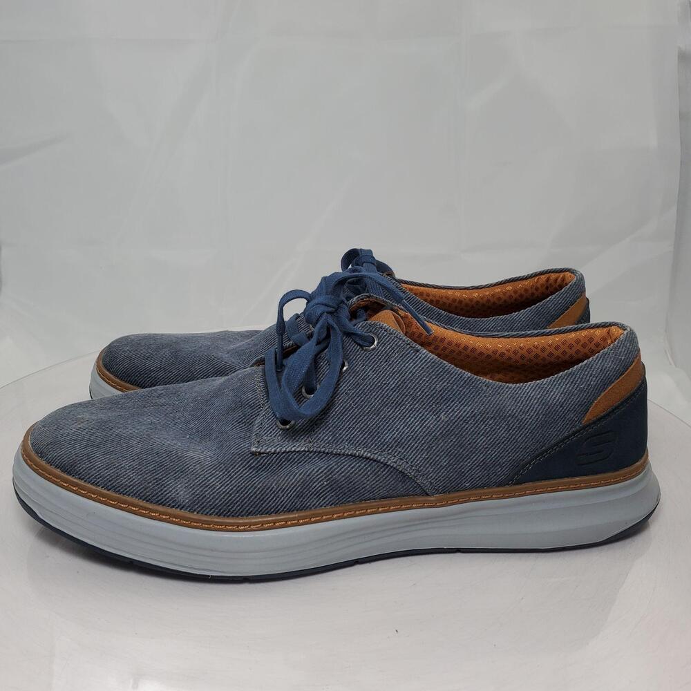 Skechers Ederson 65981W Relaxed Fit Shoes 13 W Blue Denim Memory Foam Sneakers